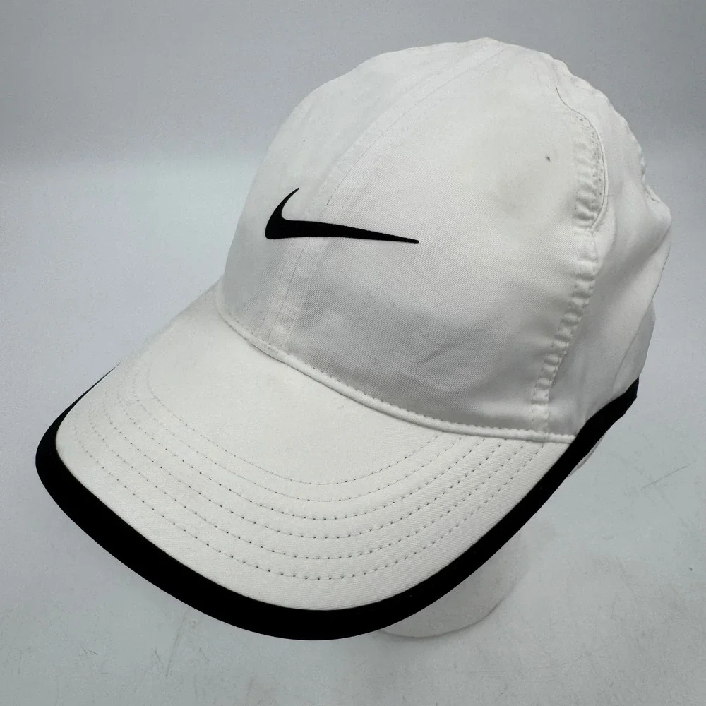 Nike Featherlight Dri-Fit White Black‎ Running Sports Baseball Cap Hat